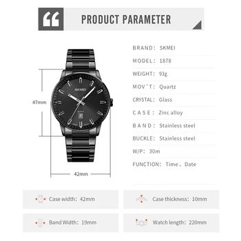 SKMEI Nový Luxusný Náramok z Nerezovej Ocele Quartz náramkové hodinky Pre pánske Auto Dátum Muž Hodiny Vodotesné Hodinky Relogio Masculino 2