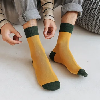 5 párov Prúžok Farby Zodpovedajúce Priedušná Mužov Bavlnené Ponožky Šaty Dezodorant Ponožky Japonský Štýl Pre Človeka Business Ponožky
