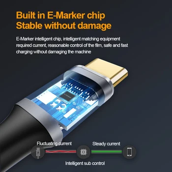 1pcs USB 3.1 Typu C Dátový Kábel 5A 100 W PD Rýchle Nabitie 4K HD Premietacie 10Gbps Údaje Linka Pre Macbook Pro Rýchle Kábel Kábel 3