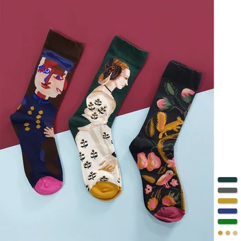 Match-up jeseň a v zime francúzsky návrhár individuálnu tvorivosť módne farby s žien je Smiešne, bavlnené ponožky (1 Pár )