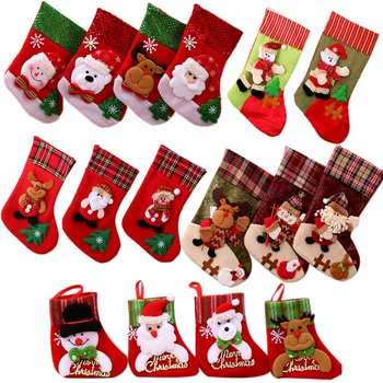 Veselé Vianoce Ponožky Ozdoby na Vianočné stromčeky Vrece Vianočný Darček Candy Bag Roztomilý Tkaniny s Viacerých Štýlov Na Výber Z