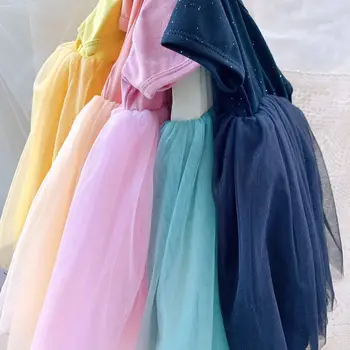 Detské Oblečenie 2021 Nové Dieťa Dievčatá Princezná Šaty Letné Deti Gázy Šaty pre Dievčatá, Ružová, Čierna, Žltá Batoľa Dievča Oblečenie