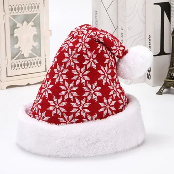 2022 Nové Elegantné Vianočné Hat Snowflake Jeleň Pletené Vlnené Teplé Mäkké Flanelové Dospelých Vianočné Klobúk Vianočné Darčeky Na Nový Rok Príslušenstvo