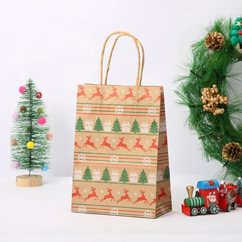 12PCS 2021 27*21 cm/21*13 cm Vianočné Tašky Candy Boxy Vianočný Stromček Darčekové Tašky Vianočné Balenie Nový Rok Priazeň