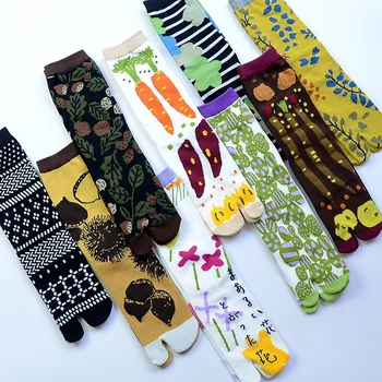 Ponožky Dvoma Prstami Ženy Muži Bavlna Art Design Farba Tlačené Dlho Dezodorant Kawaii Harajuku Japonský Návrhár Zaniesť Split Prst Ponožky