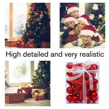30Pcs/veľa Vianočné Ozdoby Guličiek 3 cm Tree Top Star Očarujúce Vianočný Strom Dekorácie Loptu Nastaviť Brilantné Farby Domova 0