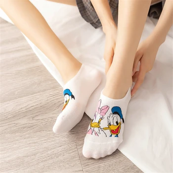 Letné Ponožky Ženy Mickey Minnie Mouse Donald Daisy Kačica Čip Dale Medvedík Pú A Prasiatko Ponožky Roztomilý Zábavné Neviditeľné Bavlnené Ponožky