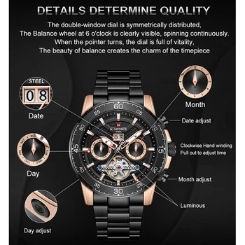 Luxusné Značky NAVIFORCE Mechanické Hodinky Pre Mužov Módneho priemyslu Automatický Dátum Náramkové hodinky Vodeodolné 10ATM Ocele Kapela Hodinky 4