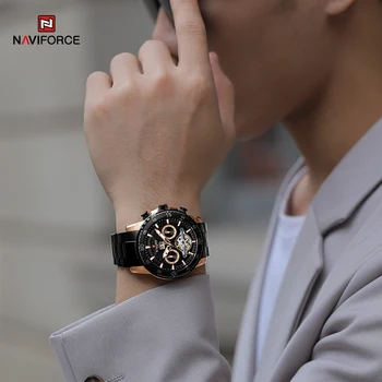 Luxusné Značky NAVIFORCE Mechanické Hodinky Pre Mužov Módneho priemyslu Automatický Dátum Náramkové hodinky Vodeodolné 10ATM Ocele Kapela Hodinky 5