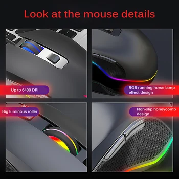 Non-Slip Káblové Ergonomická Myš S USB Rozhraním Micro Switch Farebné Podsvietenie Pre Domáce Kancelárie Herné Svetelný Posúvacie Koliesko
