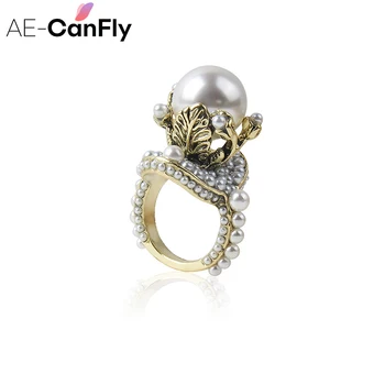AE-CANFLY Hot Osobnosti Ročník Kvet Tvar Plný Pearl Krúžky Žena Barokový Elegantné Palác Výročie Krúžok