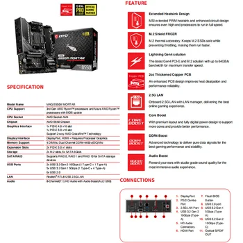 MSI MAG B550M MALTY Micro-ATX AMD B550 B550M DDR4 4400(OC) MHz M. 2 SATA3 USB3.2 , 128G najlepšiu podporu R9 CPU Socket AM4 RYZEN Nové