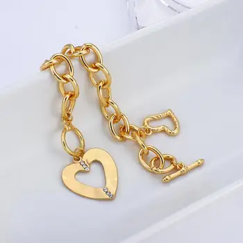 Flashbuy 2020 Trendy Zlatá Farba Veľká Láska Srdce Reťazca Náramky pre Ženy Nezvyčajné Kovový Prívesok Náramok Módne Šperky 4