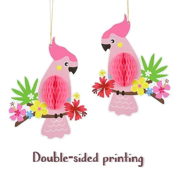3ks Zavesiť Papier Vták Flamingo Toucan Papagáj Prívesok Tropické Havajská Párty Dekorácie Baby Sprcha Luau Narodeniny Dekor