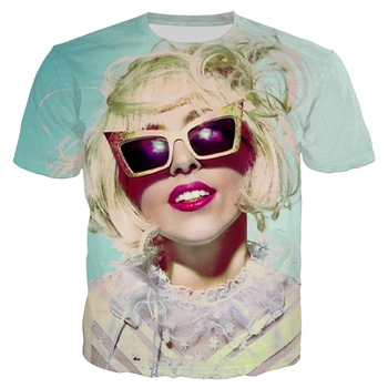 2021 Spevák-skladateľ Lady Gaga 3d Tlač T-shirt Muži Ženy T-shirt Bežné Krátky Rukáv Harajuku Hip Hop Streetwear Topy