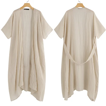 Celmia Kaftan Cardigan Blúzky Ženy Vintage Príležitostné Voľné Dlho Kimono 2021 Módne Belted Pevné Topy Nadrozmerné Pláži Zakryť