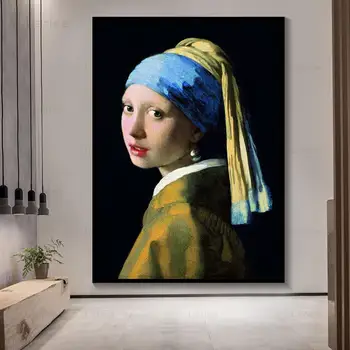 Dievča s Pearl Náušnice Wall Art Plátno na Maľovanie Holandsko Johannes Vermeer Klasické Plagát na Stenu Obrázky pre Home Decor