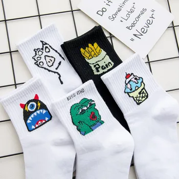 Dámske Ponožky kórejský Módne Ponožky Ženy Cartoon Žaba Ice Cream Paradajka Zábavné Vtipné Bavlnené Ponožky Harajuku Štýl Ženy Ponožky