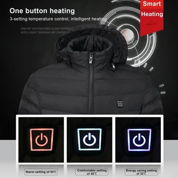 Muži 9 Oblastí Vyhrievaná Bunda USB Zimné Vonkajšie Elektrické Kúrenie Bundy Teplé Sprots Tepelnej Kabát Oblečenie dlhý sieťový látková bunda