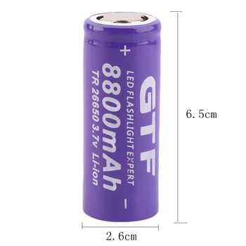 GTF 3,7 V 26650 8800mAh Li-ion Nabíjateľná Batéria Pre LED Baterka Baterka Li-ion akumulátor vybitý drop shipping