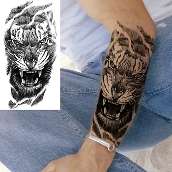 3D Lebky Kvet, Motýľ Kríž Dočasné Tetovanie Pre Ženy, Mužov Dospelých Lev, Tiger Indický Anjel Falošné Tetovanie Polovičný Rukáv Tatoos 0