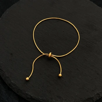 HUANZHI 2020 Jednoduchý Dizajn Zlatá Farba Had Reťazca Náramok Pull-out Nastaviteľné Náramok pre Ženy, Dievča Mužov Korálky Šperky 22 cm