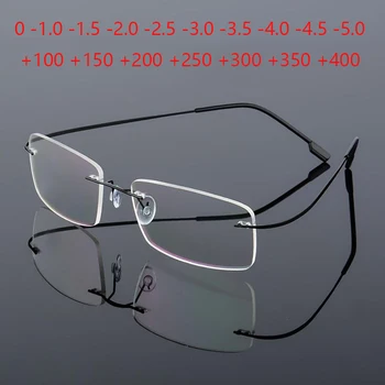 Ultralight Povlak Frameless Krátkozrakosť Okuliare -1.0 -1.5 -2.0 Na -5.0, Bez Obrúčok Super Svetlo Z Nehrdzavejúcej Ocele Ďalekozrakosť +1.0 +2.0 +4.0 3