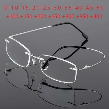 Ultralight Povlak Frameless Krátkozrakosť Okuliare -1.0 -1.5 -2.0 Na -5.0, Bez Obrúčok Super Svetlo Z Nehrdzavejúcej Ocele Ďalekozrakosť +1.0 +2.0 +4.0 5