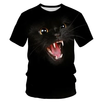 Zviera 3D Print T Shirt Pre Mužov Vtipné Mačku Krátky Rukáv Tees Lete Roztomilý Zvieratá Vzor Oblečenie Mužov Nadrozmerná Voľné Bežné Topy