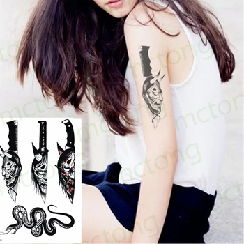 Nepremokavé Dočasné Tetovanie Nálepky Starej Školy Pradžňa Demon Nôž Flash Tatto Had Vták Body Art Rameno Falošné Tetovanie Ženy Muži