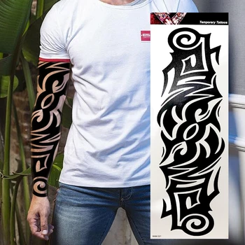 Nový 1 Kus Dočasné Tetovanie Nálepky Tribal štýl Tetovanie s Ramenom Body Art Veľké Falošné Tetovanie Nálepky