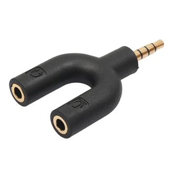 Headset Adapter Kit U Tvaru s priemerom 3,5 mm, Y Splitter pre Audio Slúchadlá a MIKROFÓN čierny 0