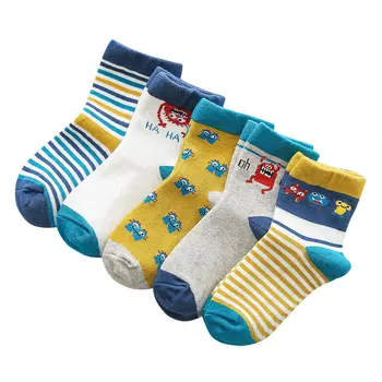 5 Párov Bavlna Deti Ponožky Baby Girl Chlapci Ponožky Cartoon Zvieratá Vzor Baby Ponožky pre Batoľa Detský Zimný Autunm Ponožky 1-12Y